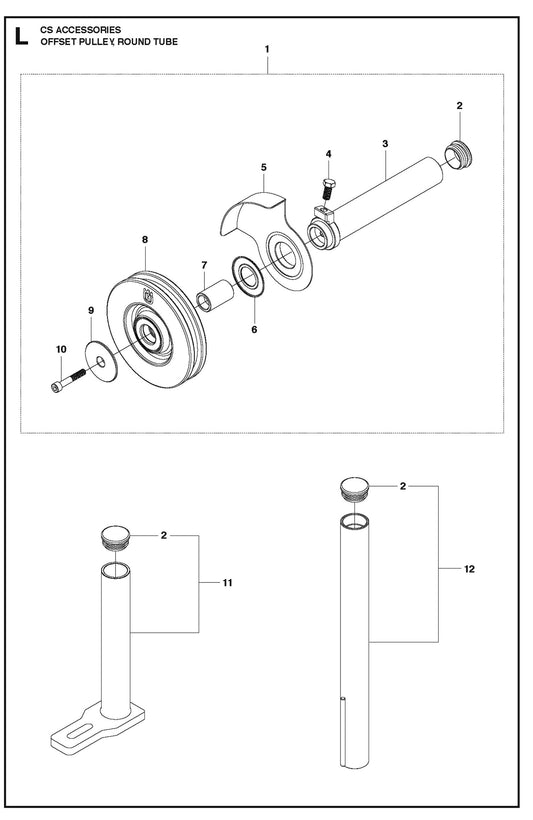 Offset Pulley, Round Tube Parts For CS 10 Saw Accessories By Husqvarna