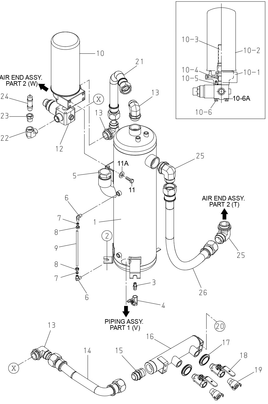 DIS185SSI4F Oil Chamber Assembly Parts for DIS185SSI4F Air Compressor by Multiquip