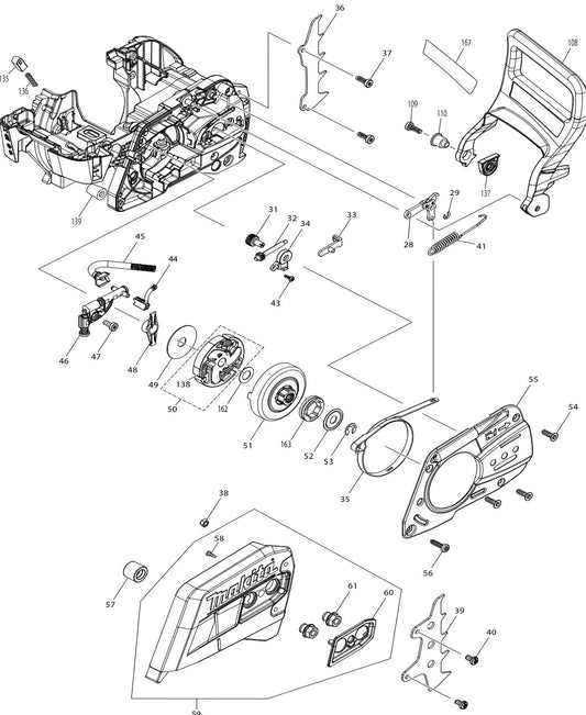 Chain Brake, Oil Pump, Clutch Assembly Parts For EA5600FREG, EA5600FRGG Gas Chain Saw Parts by Makita