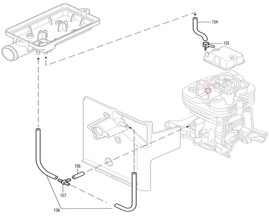 Oil Tube Assembly Type-1 Assembly Parts For BBX7600N Blower, BBX7600N - 4-Stroke Bagpack Blower, BBX7600 - 4-Stroke Bagpack Blower, BBX7600CA - 75.6 CC Bagpack Blower Parts By Makita
