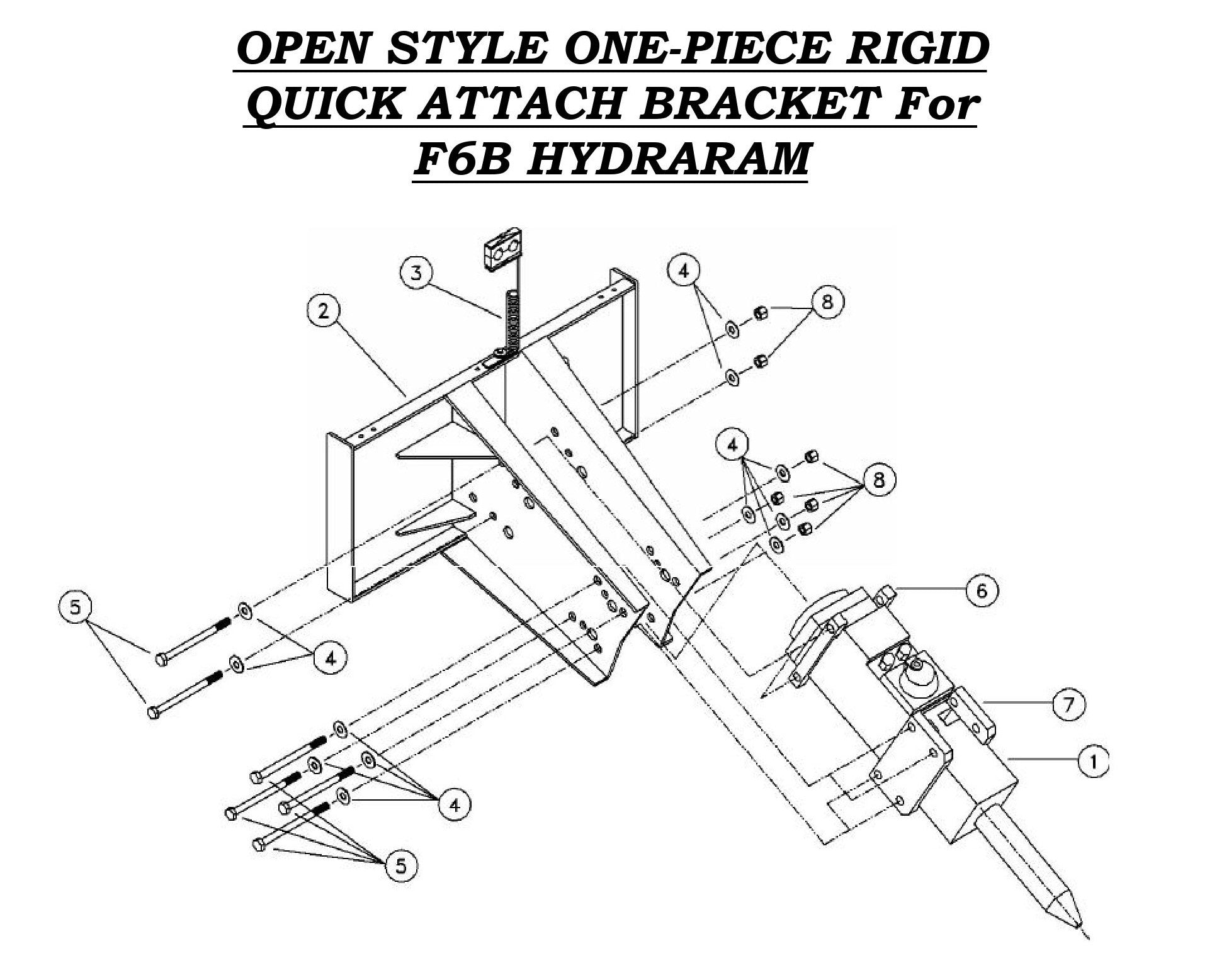Open Style One-Piece Rigid Quick Attach Bracket For F6B Hydraram