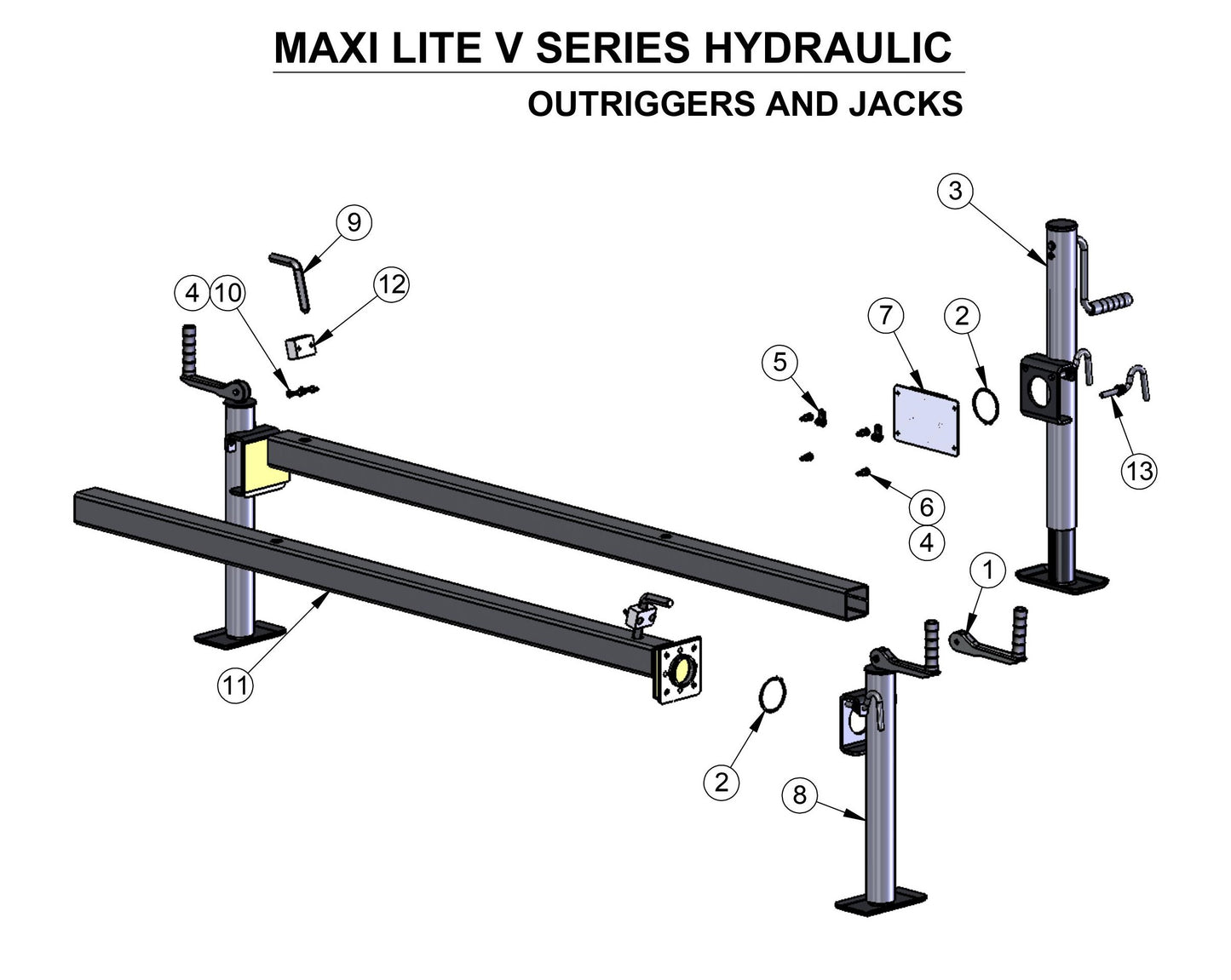 V-Series Maxi-Lite 7.5-8KW-Outriggers And Jacks Parts By Allmand