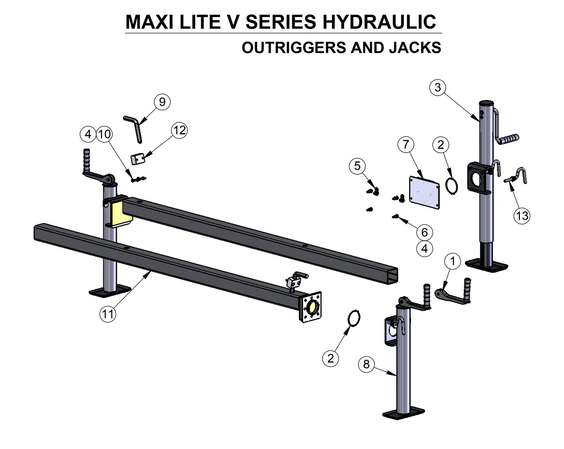 V-Series Maxi-Lite 7.5-8KW-Outriggers And Jacks Parts By Allmand