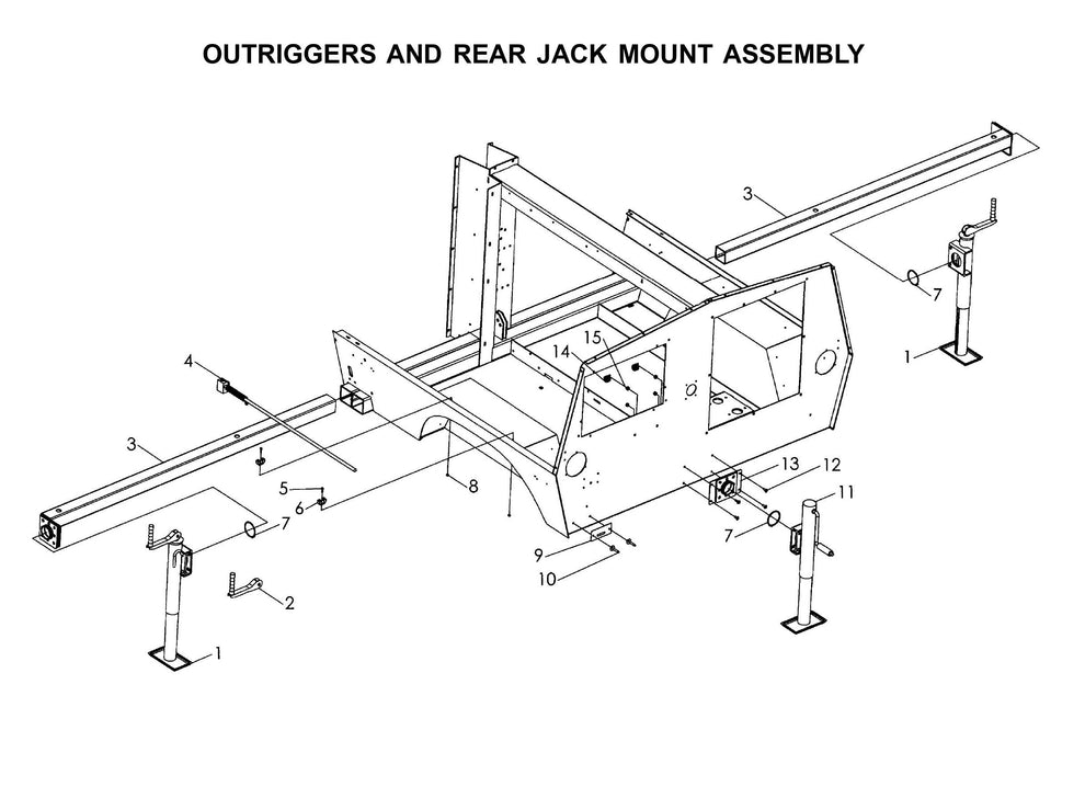 Maxi-Lite Laydown 15-20KW-Outriggers and Rear Jack Mount Assembly Parts By Allmand