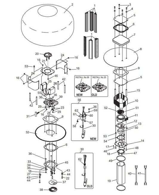 Balloon And Lamp Assembly Parts-GBC8LED S/N G4000001 AND ABOVE
