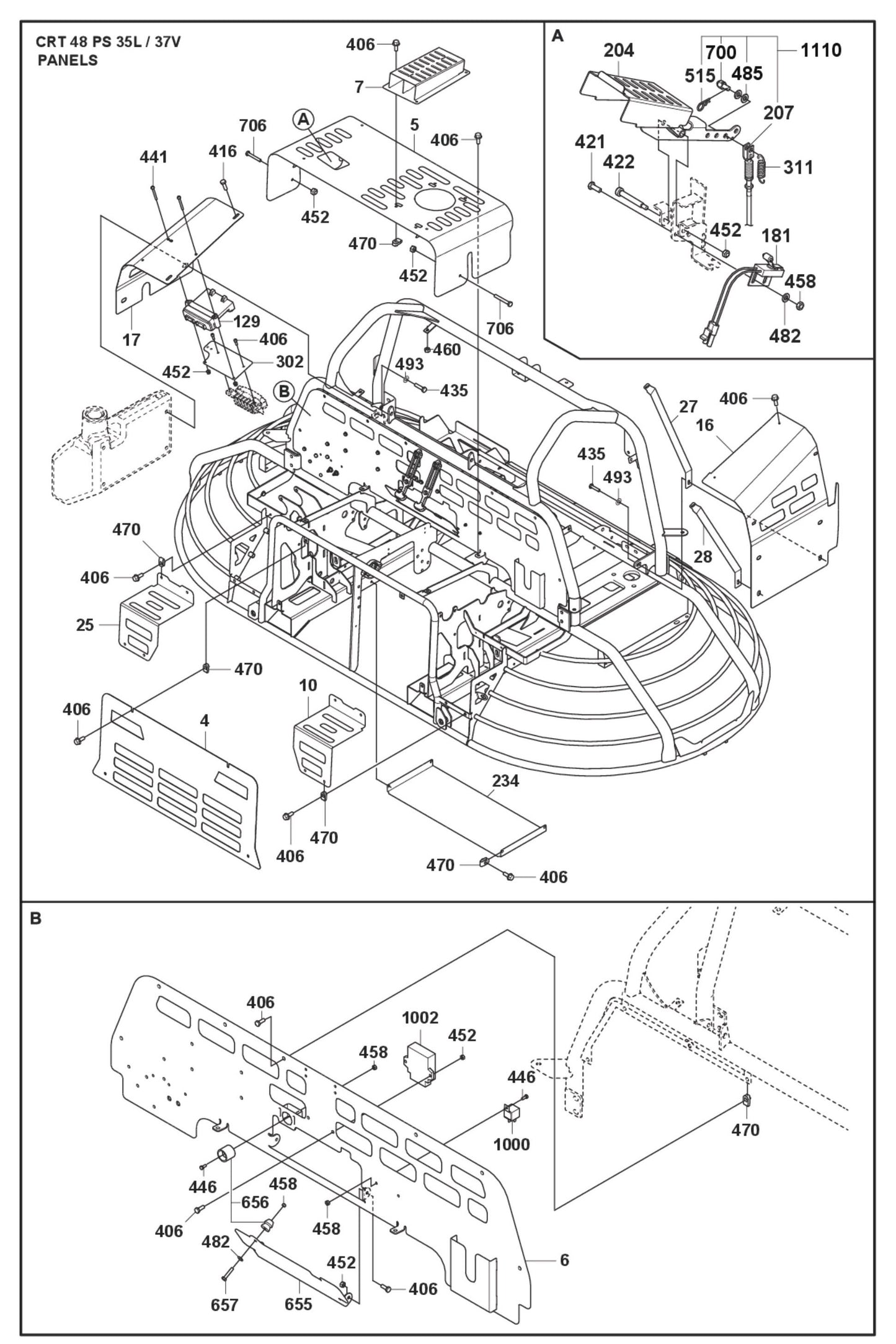 Panels Fig (1) Parts For Ride On Trowel CRT 48 PS By Husqvarna