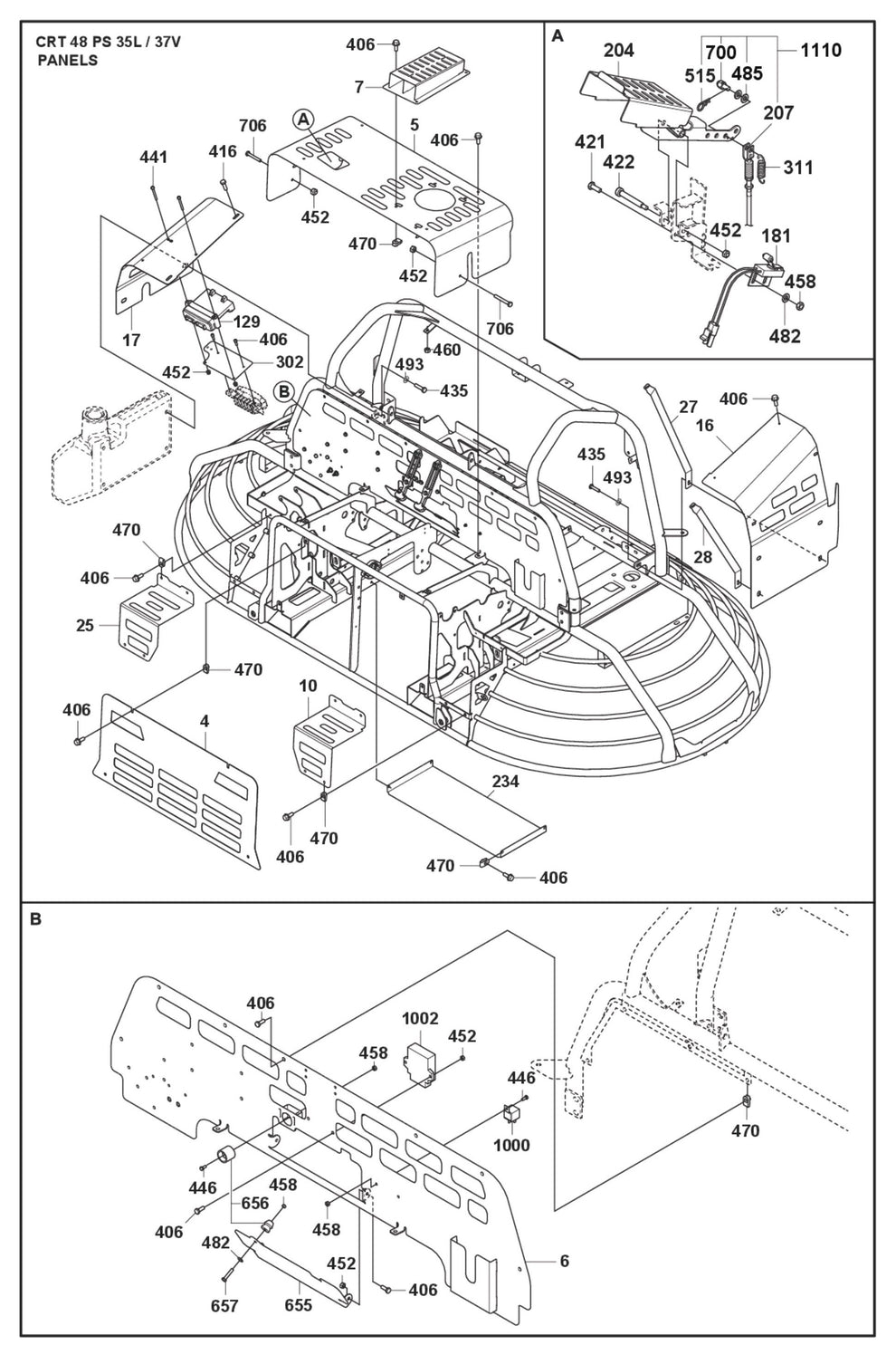 Panels Fig (1) Parts For Ride On Trowel CRT 48 PS By Husqvarna