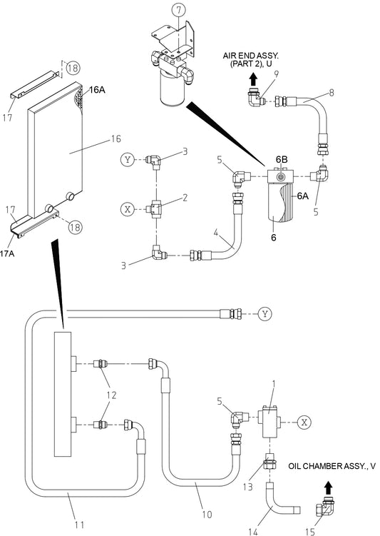 DIS185SSI4F Piping 1 Assembly Parts for DIS185SSI4F Air Compressor by Multiquip
