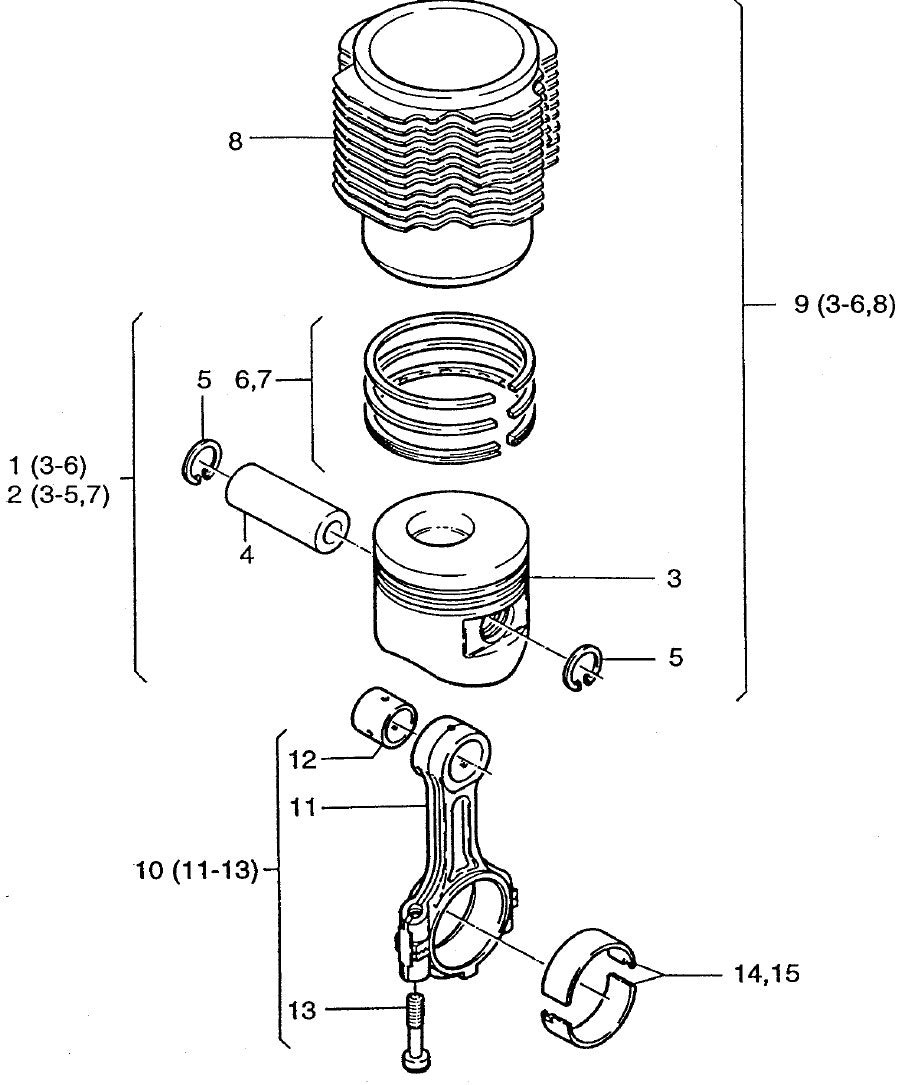 Piston / Ring HATZ 1D81Z Engine Assembly Parts For MDR9D Walk-Behind Roller By Multiquip