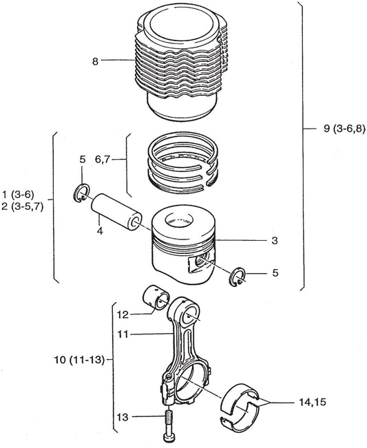 MVH502DSB HATZ 1D81S Engine Pistpn/Ring Assembly Parts