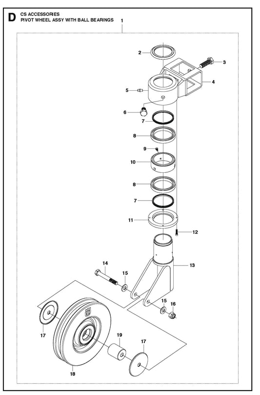 Pivot Wheel Assembly With Ball Bearings Parts For CS 10 Saw Accessories By Husqvarna