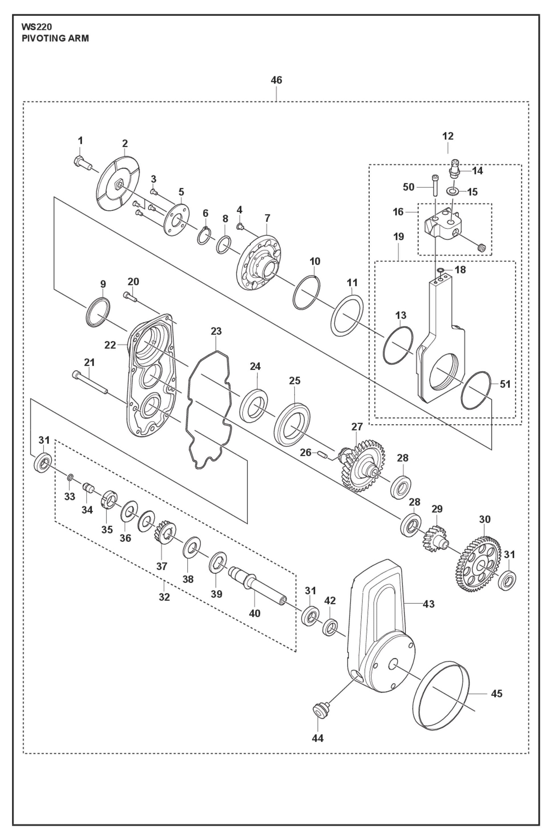 Pivoting Arm Parts For WS 220 By Husqvarna