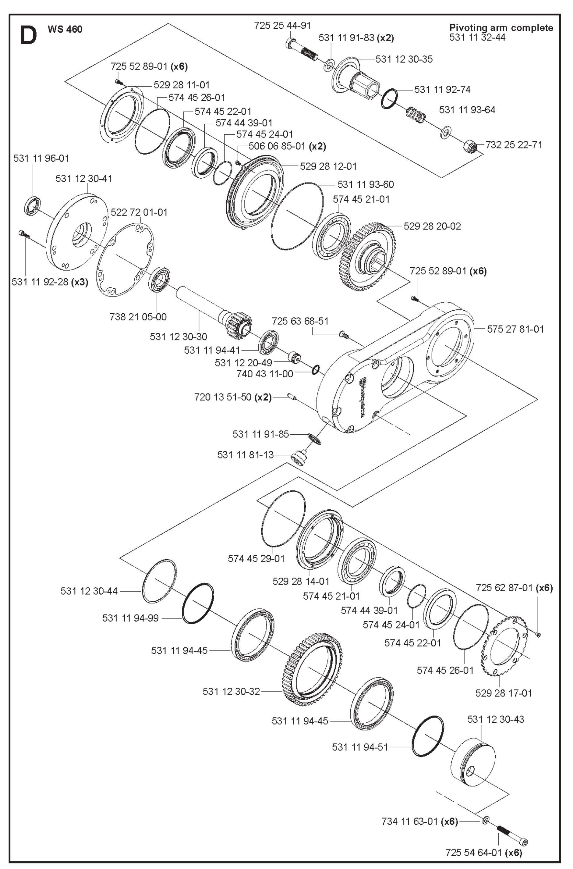 Pivoting Arm Complete Parts For WS 460 By Husqvarna