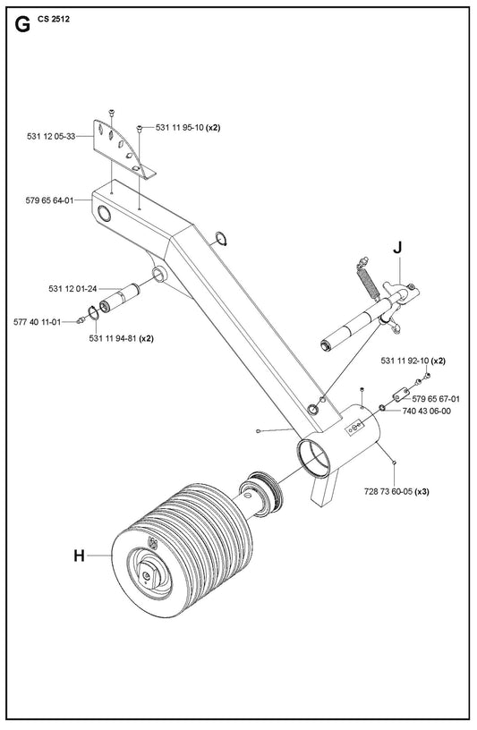 Pivoting Arm Parts For Wire Saw CS 2512 By Husqvarna