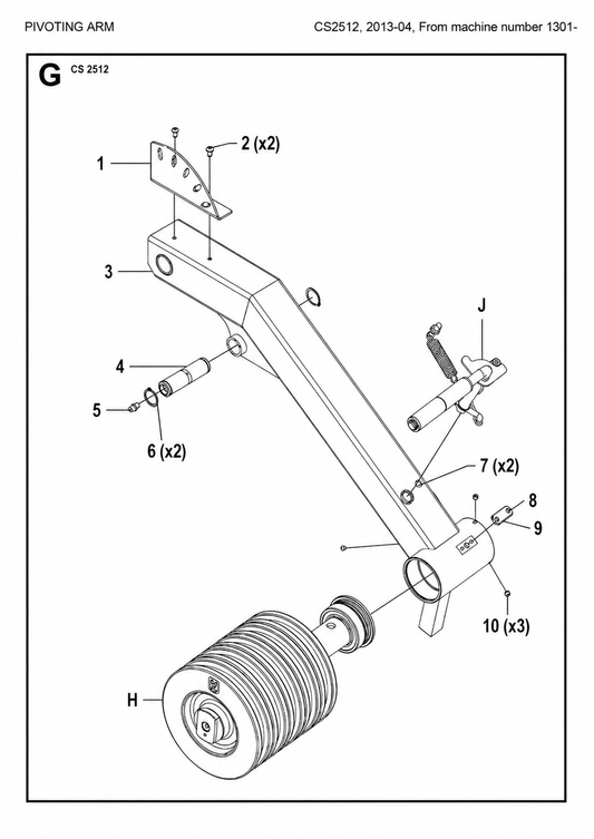 Pivoting Arm Assembly Parts For Wire Saw CS 2512 By Husqvarna