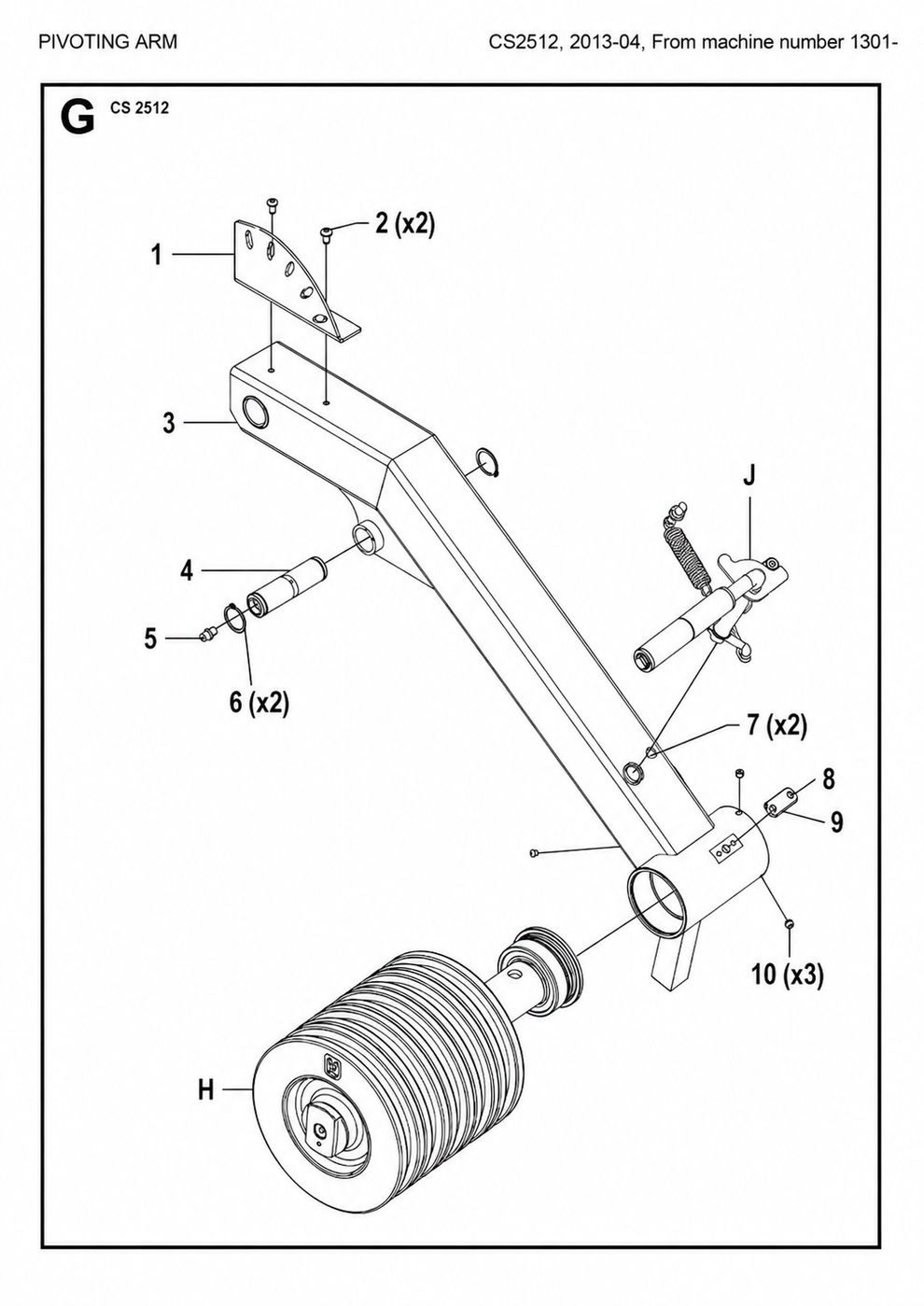 Pivoting Arm Assembly Parts For Wire Saw CS 2512 By Husqvarna