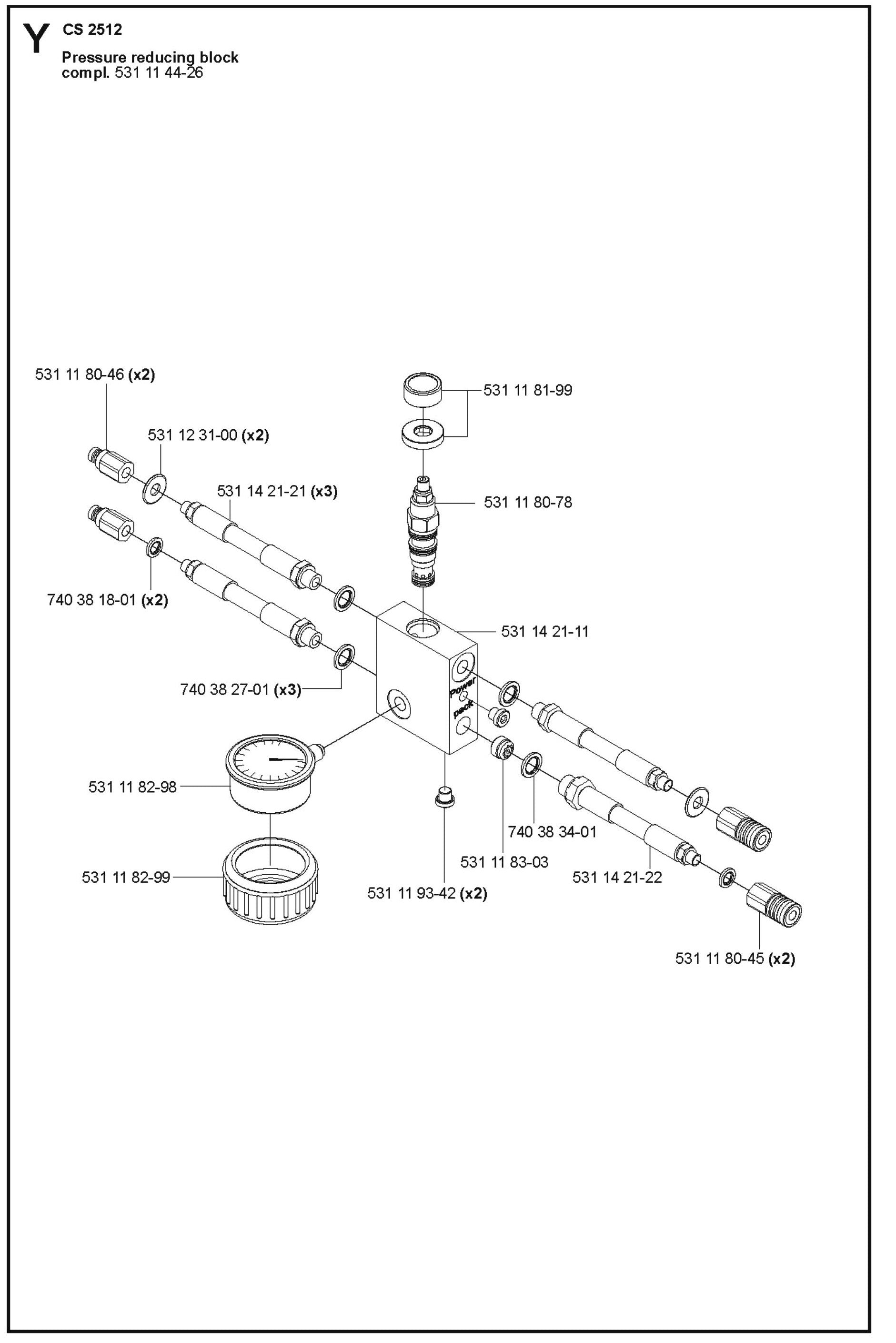 Pressure Reducing Block Complete Parts For Wire Saw CS 2512 By Husqvarna