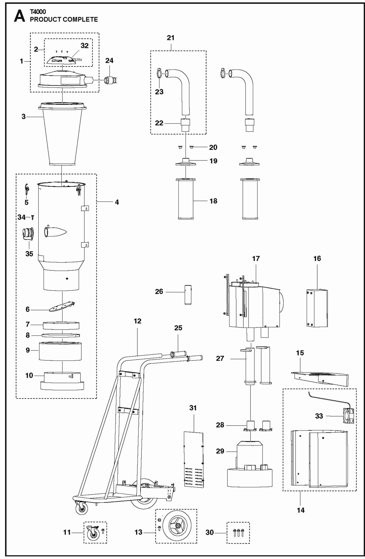 Product Complete Parts For T 4000 Dust Extractor By Husqvarna
