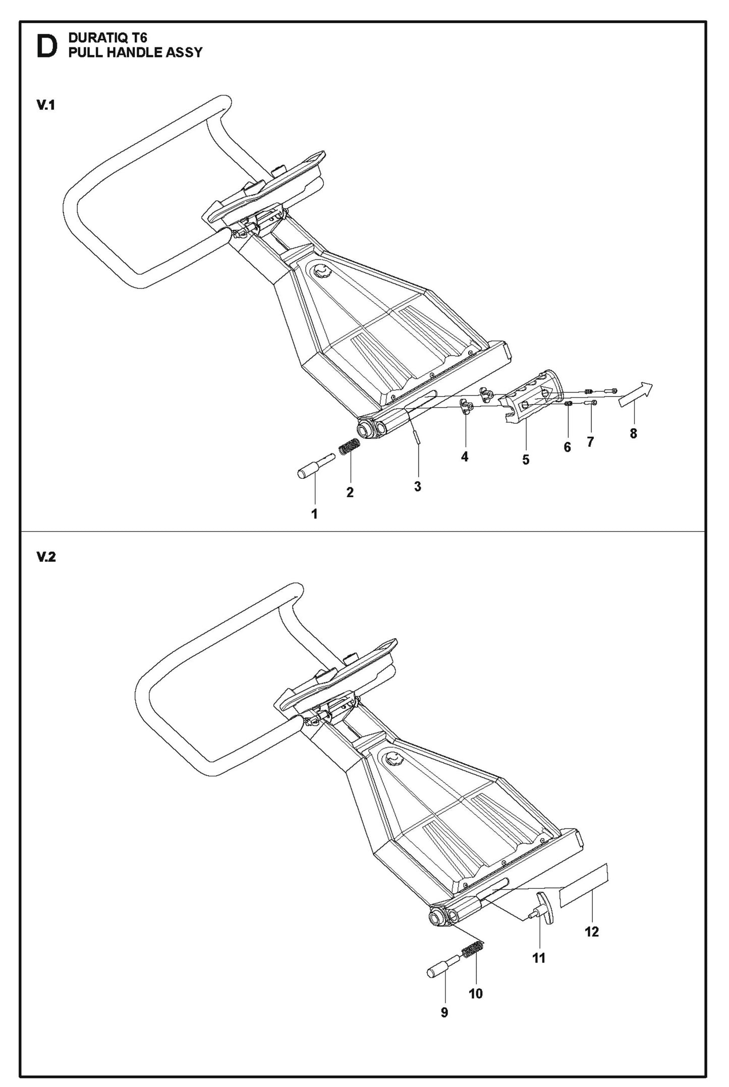 Pull Handle Assembly Parts For HTC T6 By Husqvarna