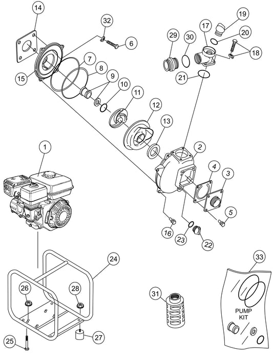 QP2TH Pump Assembly Parts By Multiquip