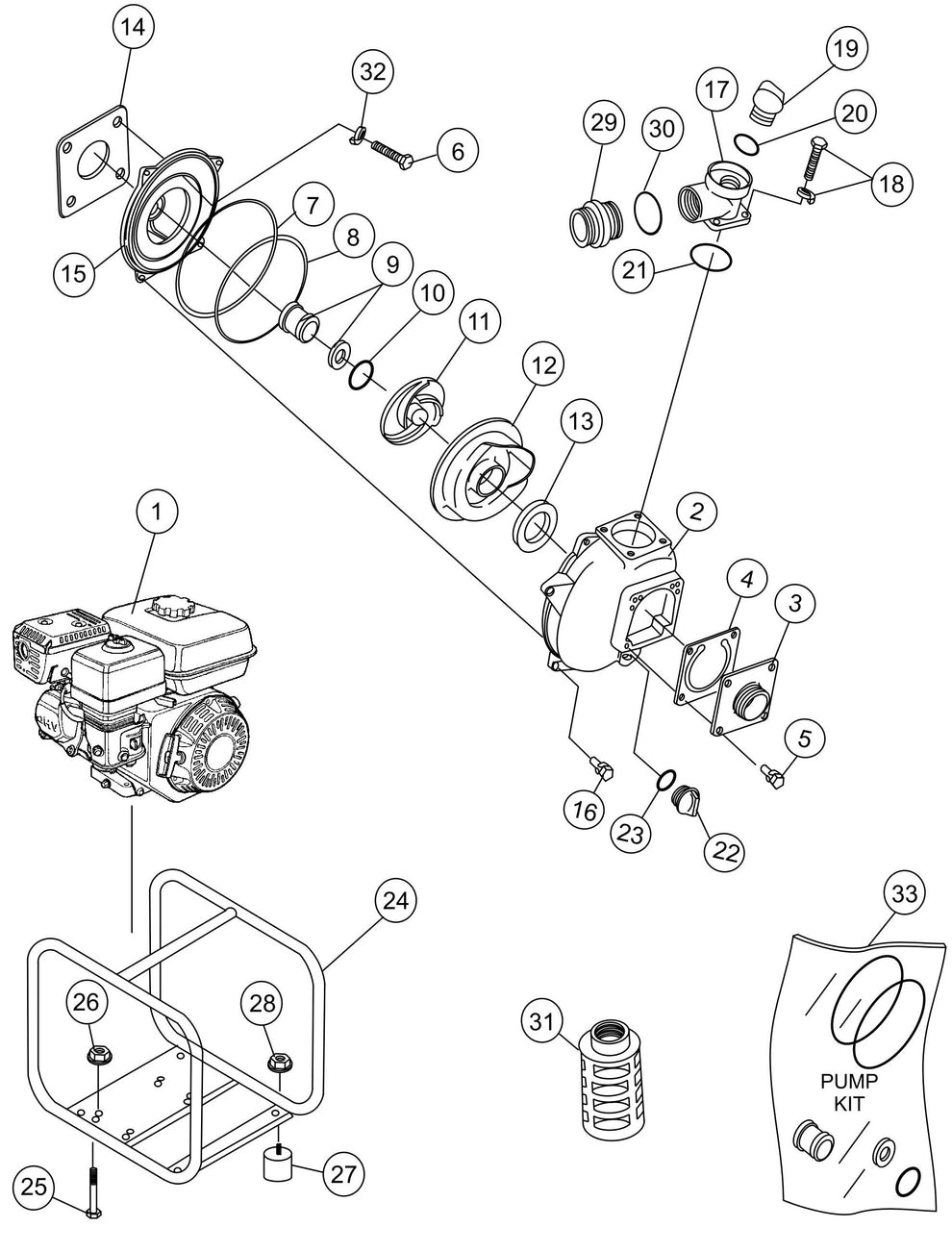 MQ QP2H Pump Assembly Parts By Multiquip