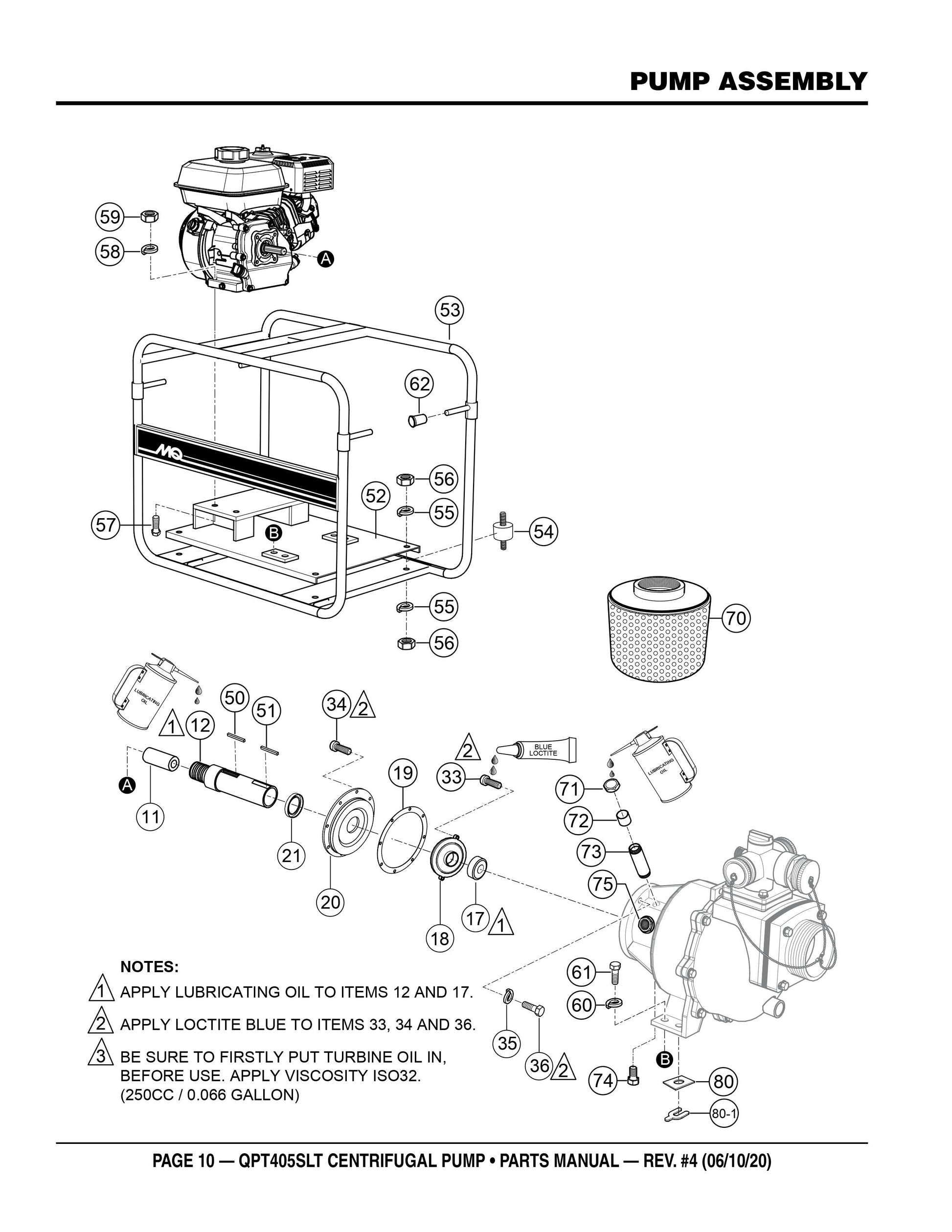 MQ QPT405SLT Pump Assembly Parts 2 By Multiquip