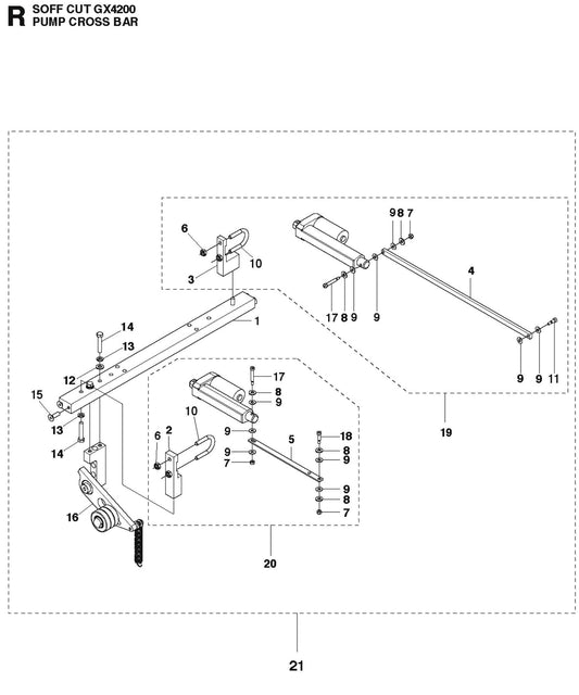 Pump Cross Bar Parts For Soff Cut GX4200 by Husqvarna