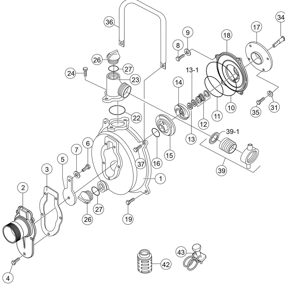 MQ QP15HP Pump Assembly Parts