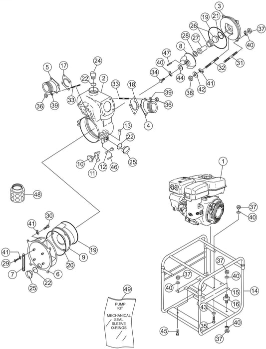 QP40TE Pump assembly Parts By Multiquip