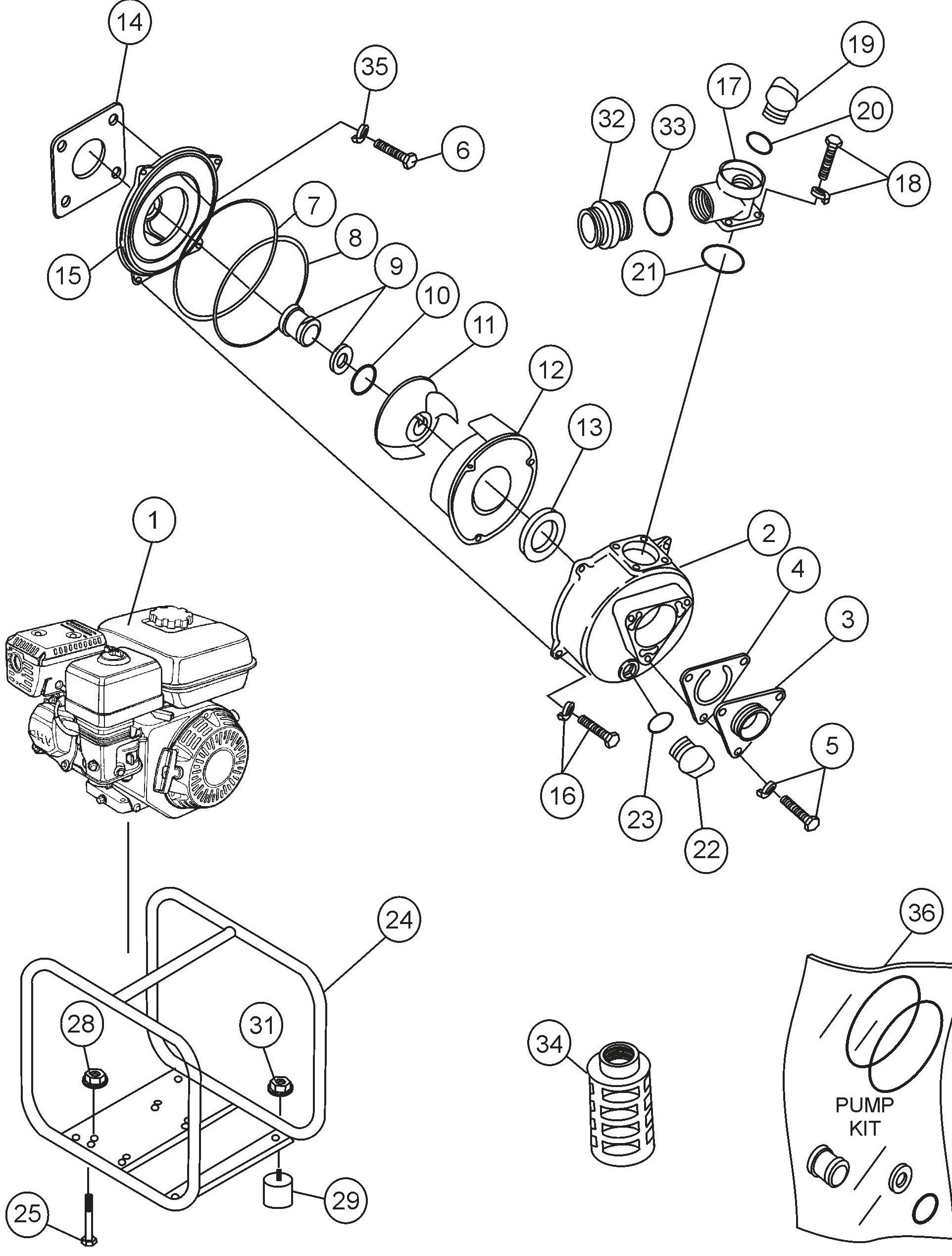 MQ QP204H Pump Assembly Parts