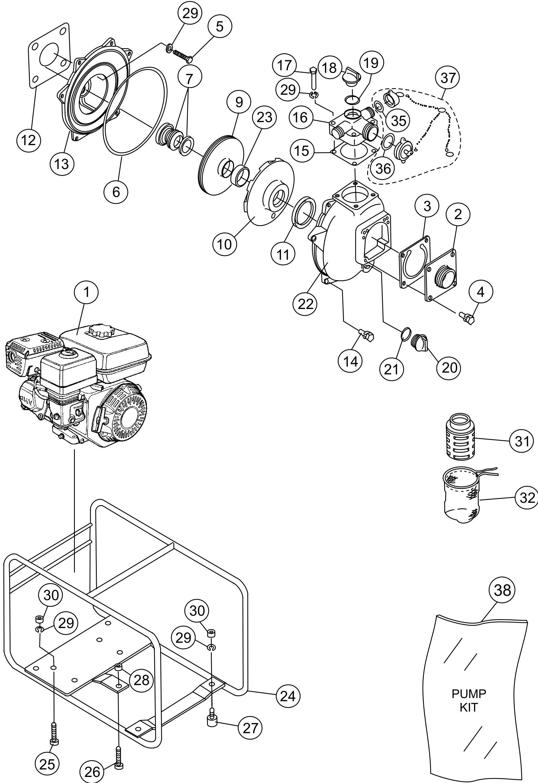 MQ QP205SH Pump Assembly Parts