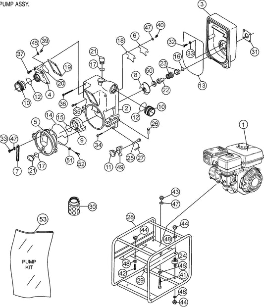 T20H Pump assembly Parts By Multiquip