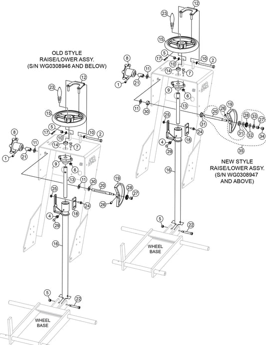 SP118 Raise / Lower Assembly Parts