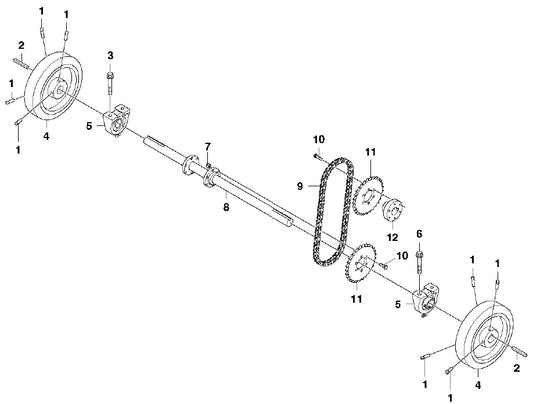 FS3500 Rare Axle Assembly Parts by Husqvarna