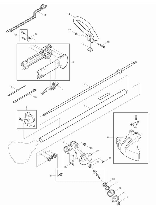 RBC253 String Trimmer Assembly-1 Parts by Makita