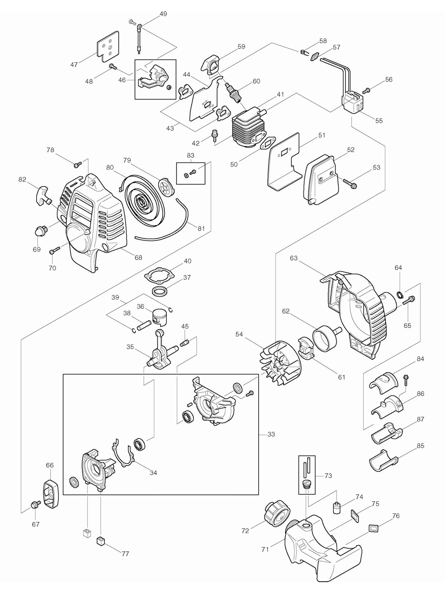 RBC253 String Trimmer Assembly-2 Parts by Makita