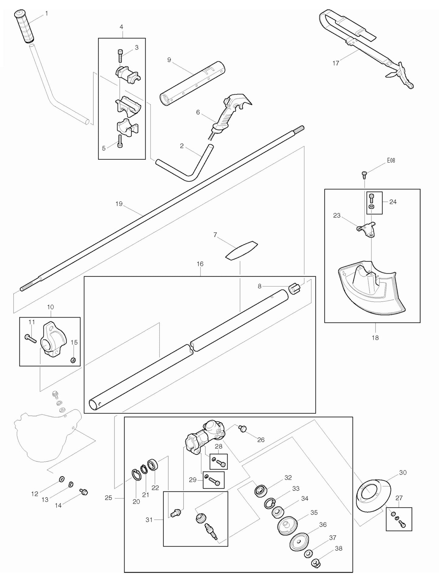 RBC260 String Trimmer Assembly-1 Parts by Makita