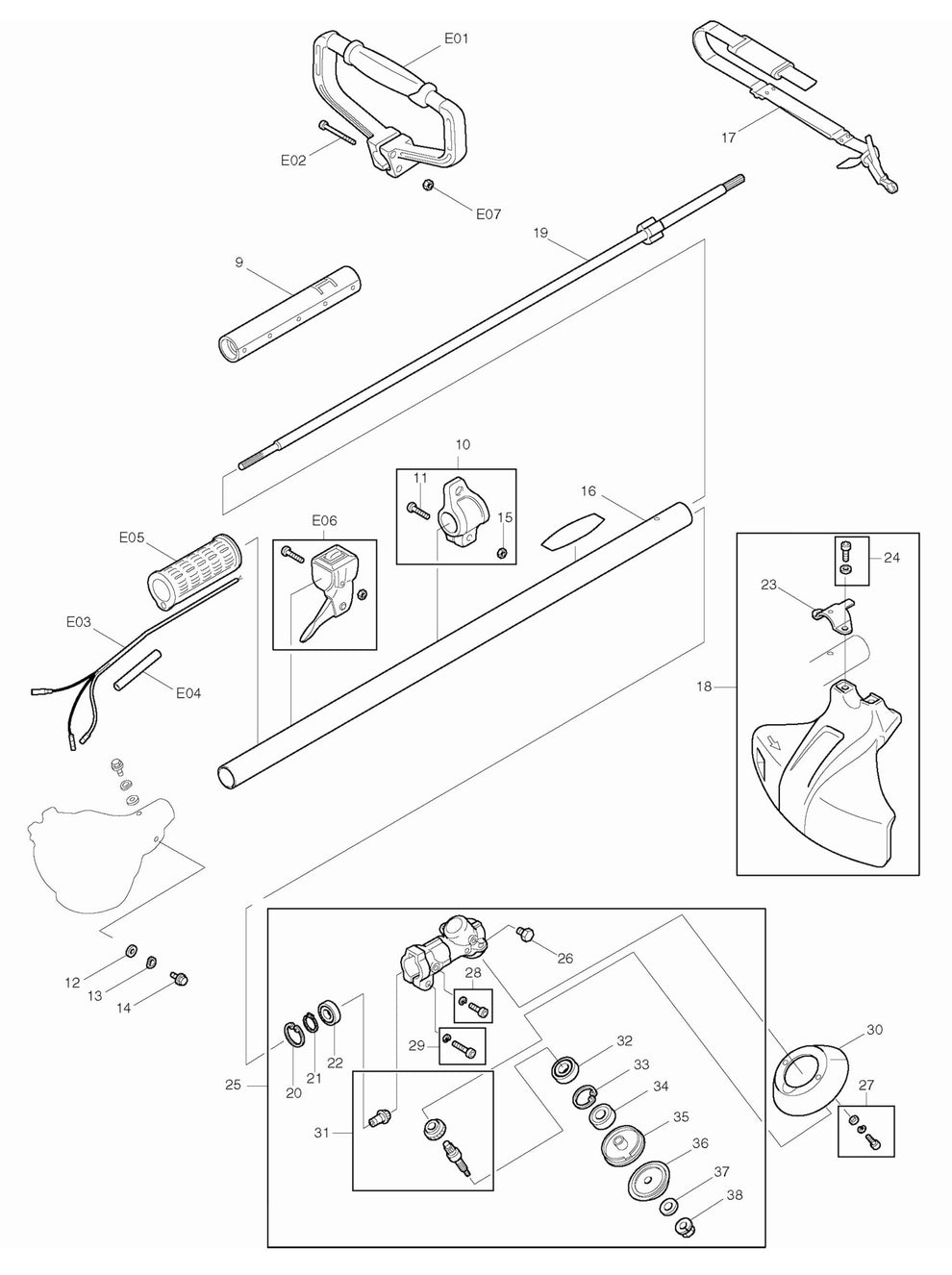 RBC261 String Trimmer Assembly-1 Parts by Makita