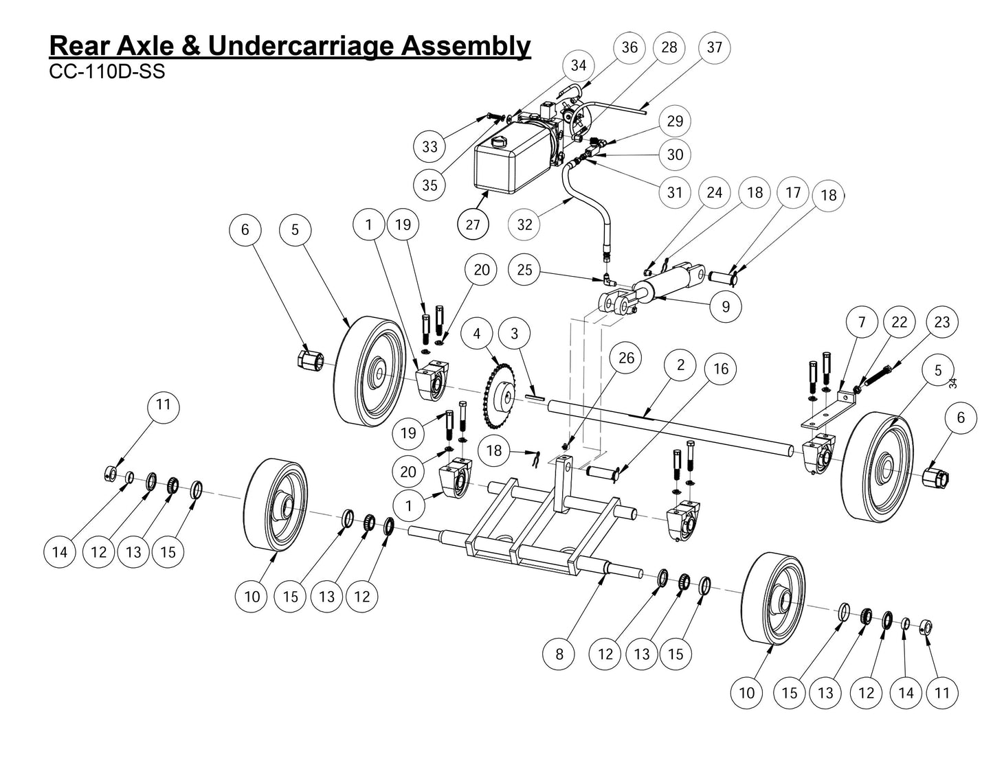 CC-110D-SS Rear Axle &amp; Undercarriage Assembly Parts