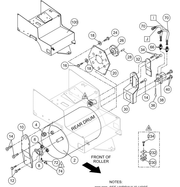 AR13HA-R RIDE-ON ROLLER —Rear Drum &amp; Chassis Assy. Parts By Multiquip