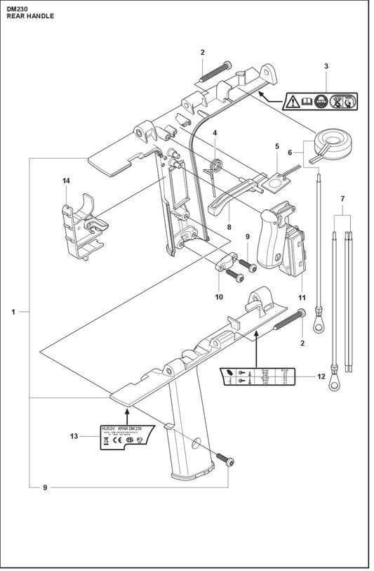 Rear Handle Parts For Core Drill Motors DM 230 By Husqvarna