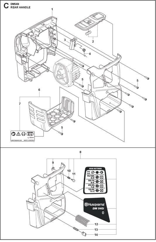 Rear Handle Parts For Core Drill Motor DM 540i By Husqvarna