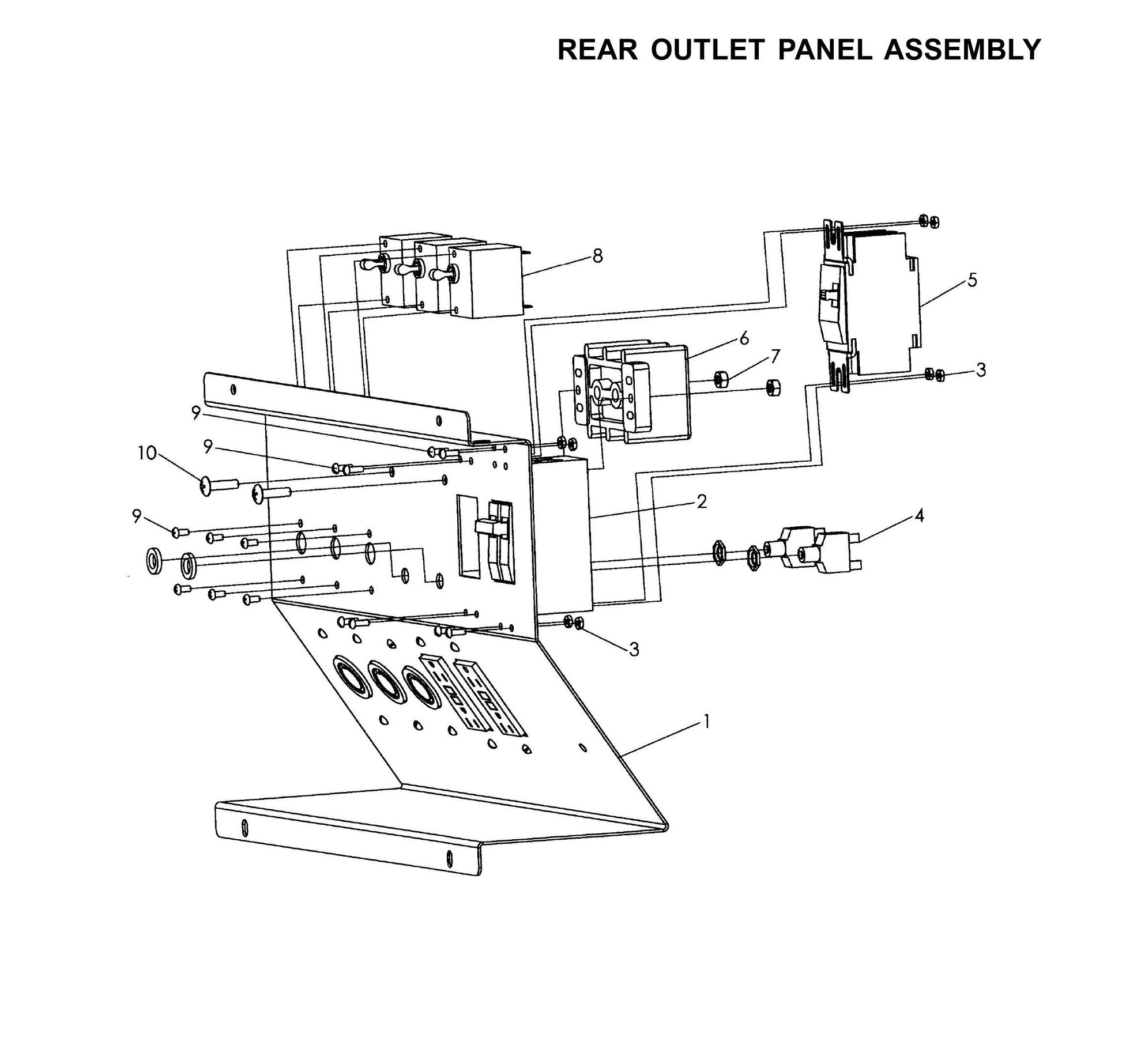 V-Series Maxi-Lite 15-20KW-Rear Outlet Panel Assembly (Fig 1) Parts By Allmand