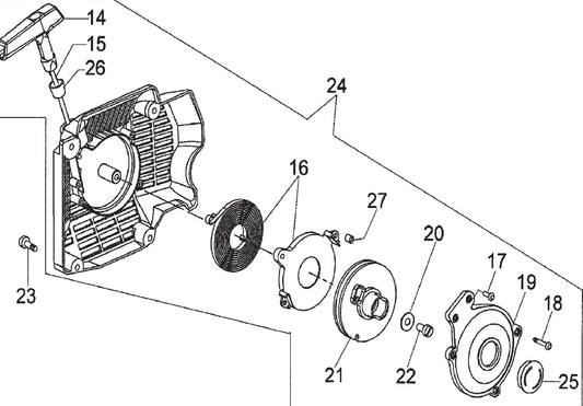 HS81A Recoil Starter Assembly Parts