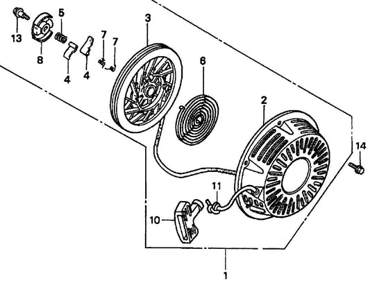 SP118 HONDA GX390U1QWT2 Recoil Starter Assembly Parts