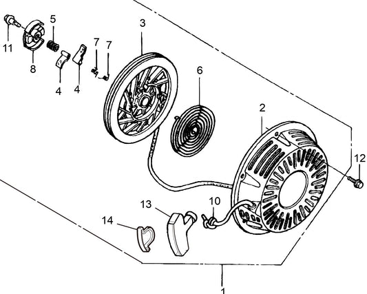 MVH308GH Honda GX270UT2SMXC/SCM Recoil Starter Assembly Parts