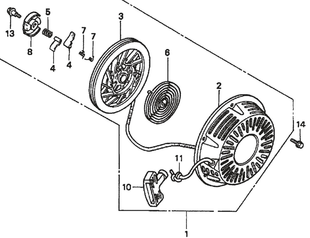 Honda GX390K1QWT2 Engine Recoil Starter Assembly Parts For SP2 Street Pro Series By Multiquip