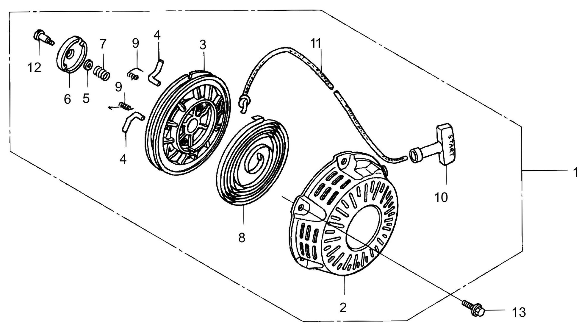 MVC64-VH/VHW Honda GX120U1SM12 Recoil Starter  Assembly Parts