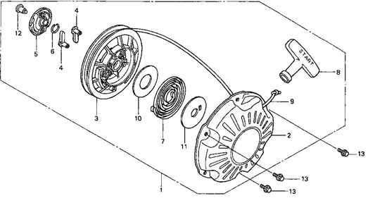 MTX70HD Honda GX100RTKRBF Engine Recoil Starter Assembly Parts