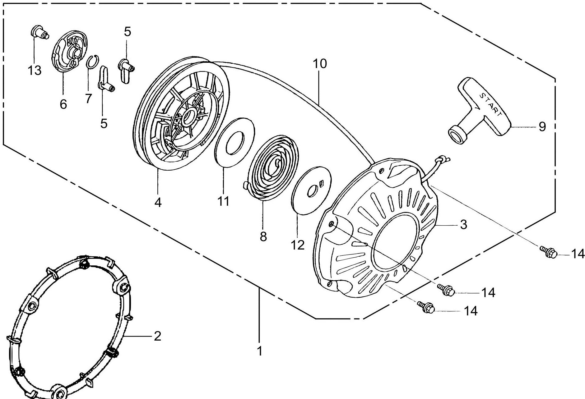 MTX80HDR Honda GX120RTKRBF Engine Recoil Starter Assembly Parts